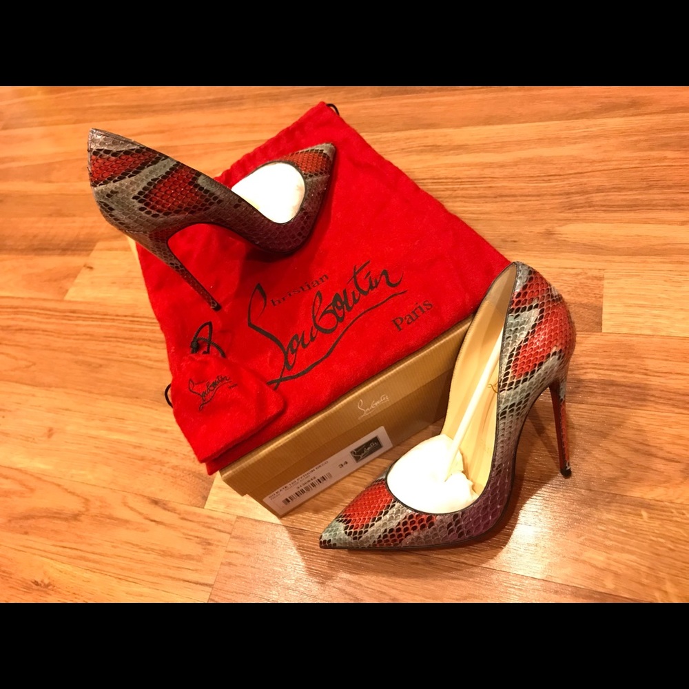 Christian Louboutin So Kate Python Deco Rouge Noir
